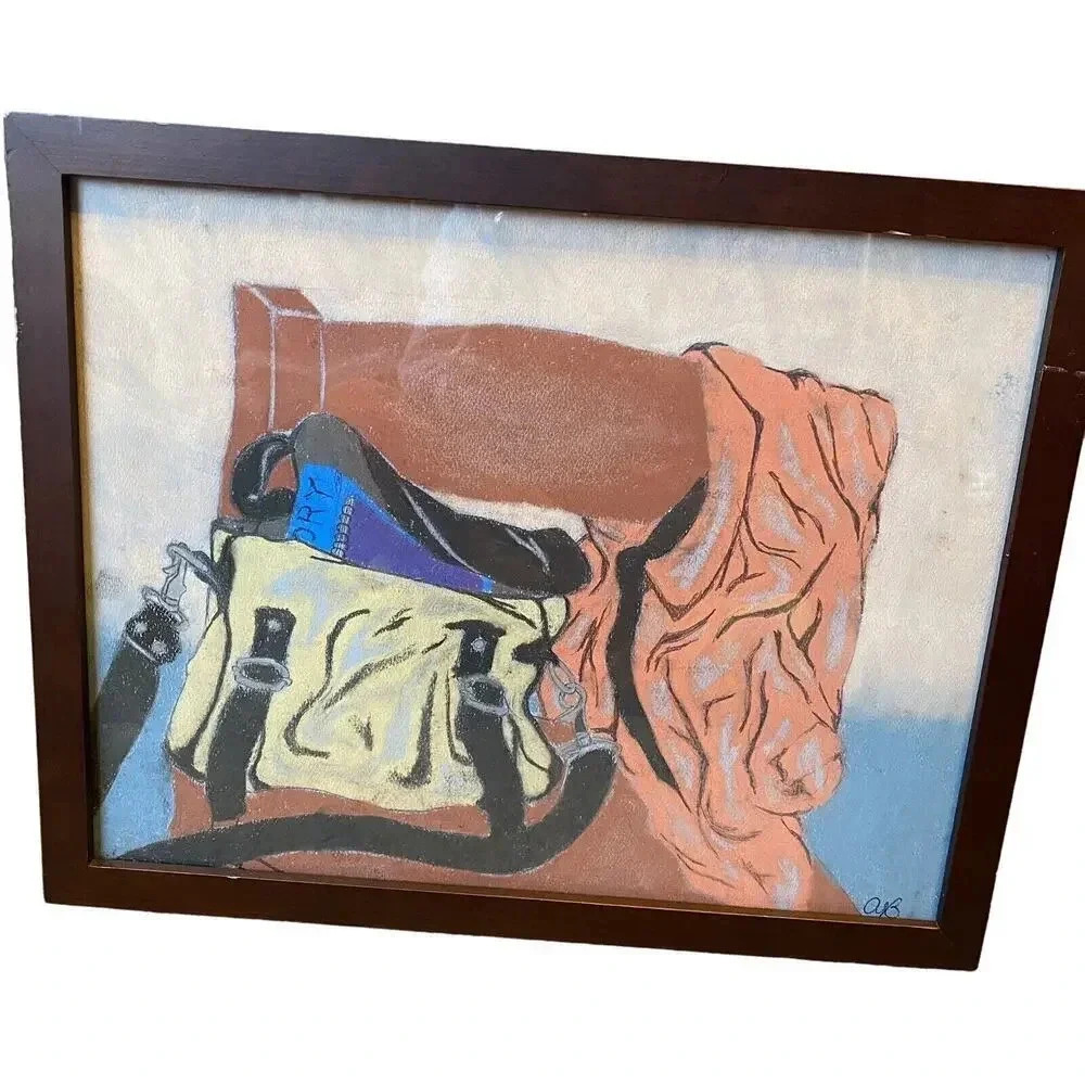 Original Art Acrylic Abstract Painting By AB 12.5”x 15” Contemporary Chair Purse